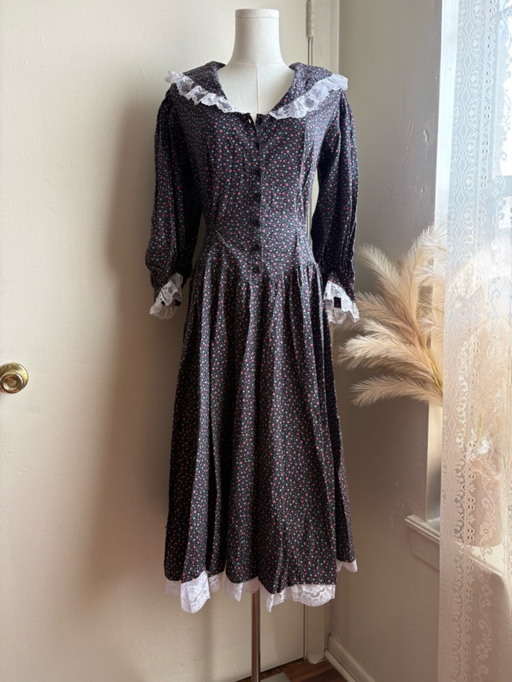 vintage‎ 80s Jodi Schwartz floral prarie dress